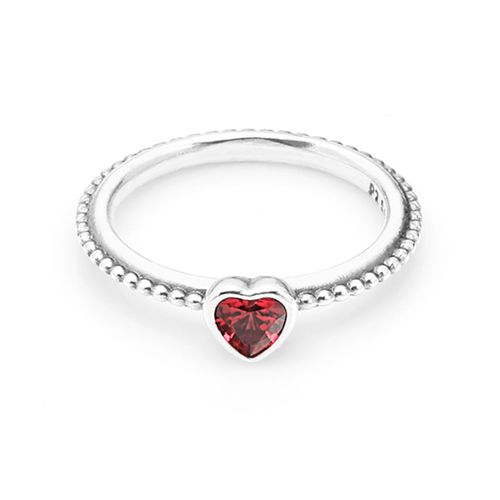 Nhẫn Pandora One Love Scarlet Synthetic Corundum Ring 190896SGR Màu Bạc Đỏ Size 50