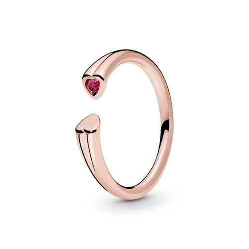 Nhẫn Pandora Polished & Sparkling Hearts Open Ring 186570CZR Màu Vàng Hồng Size 54-3