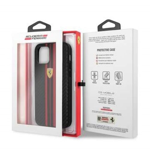 Ốp Điện Thoại Ferrari iphone 12 Pro Max FESNECHCP12LRB Màu Đen Đỏ-1