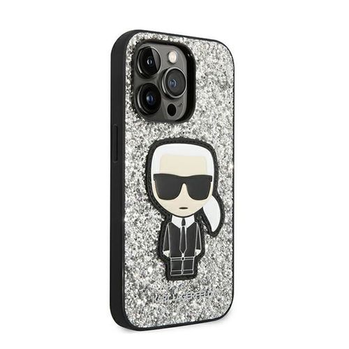 Ốp Điện Thoại Karl Lagerfeld iPhone 14 Pro Max Nhũ Bạc Hình Ông Già KLHCP14XGFKPG Màu Đen Xám-1