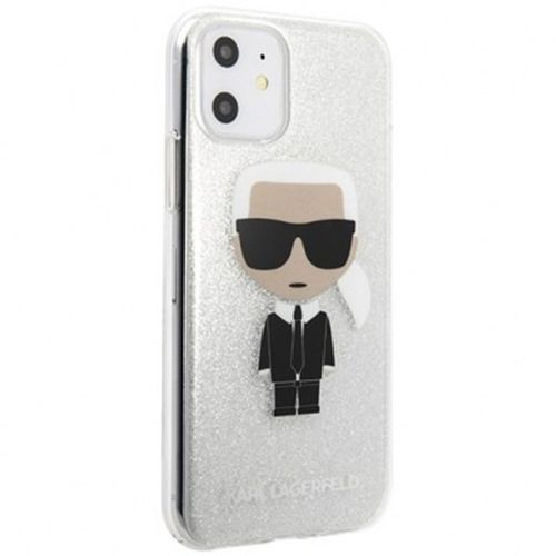 Ốp Điện Thoại Karl Lagerfeld iPhone 11 Thường KLHCN61TPUTRIKSL Nhũ Trắng Hình Ông Già-2