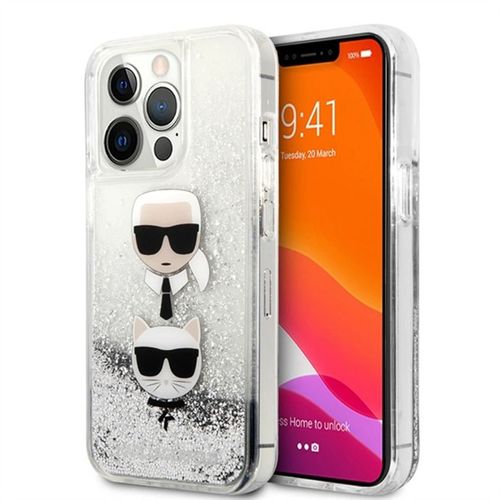 Ốp Điện Thoại Karl Lagerfeld iPhone 13 Pro Max 2 Hình Nhũ Bạc KLHCP13XKICGLS Màu Trắng