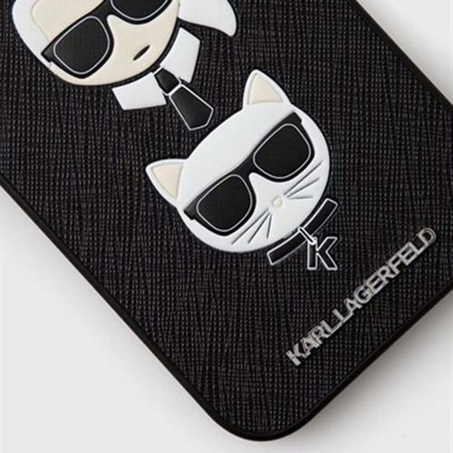 Ốp Điện Thoại Karl Lagerfeld iPhone 13 Pro Max Vân Xước Hai Hình KLHCP13XSAKICKCBK Màu Đen-3