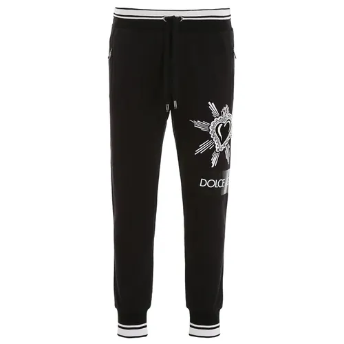Quần Nỉ Nam Dolce & Gabbana D&G Sacred Heart Embroidered GYUVAT G7SLZ N0000 Màu Đen Size 48