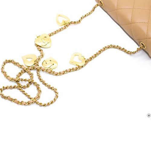 Túi Đeo Chéo Chanel AS3457 B08840 Mini Flap Bag With Heart Charms BJ523 Màu Be Đậm-5