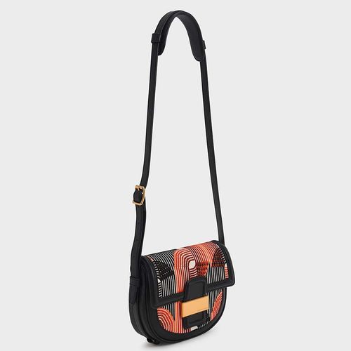 Túi Đeo Chéo Charles & Keith Aurea Knitted Saddle Crossbody Bag – Orange CK2-80270878 Màu Đen Cam-1