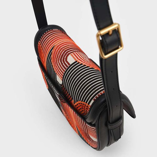Túi Đeo Chéo Charles & Keith Aurea Knitted Saddle Crossbody Bag – Orange CK2-80270878 Màu Đen Cam-5
