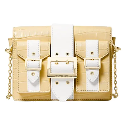 Túi Đeo Chéo Michael Kors MK Hayden Medium Crocodile Embossed Leather Messenger Bag 30F9A0YM8E Màu Vàng Trắng - Túi xách - Vua Hàng Hiệu