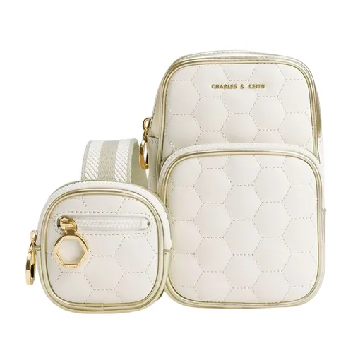 Túi Đeo Chéo Nữ Charles & Keith CNK Textured Elongated Crossbody Bag Gold 80151183 Màu Trắng Vàng – Charles & Keith
