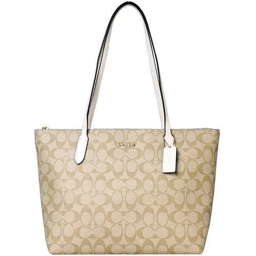 Túi xách - Túi Tote Coach Bolso Original De PVC Con Cremallera Light Khaki Chalk Màu Vàng - Vua Hàng Hiệu