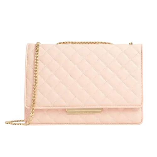 Túi Xách Nữ Charles & Keith CNK Quilted Chain Bag Light Pink CK2-20680966-2 Màu Hồng Nhạt