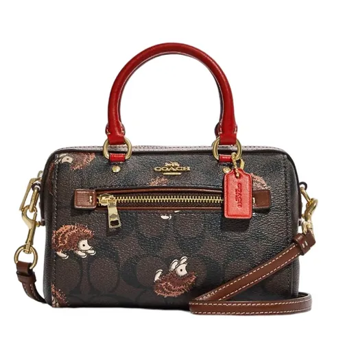 Túi Xách Coach Mini Rowan Crossbody In Signature Canvas With Hedgehog Print CC430 Màu Nâu Đen