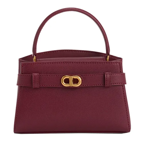 Túi Xách Nữ Charles & Keith CNK Aubrielle Metallic-Buckle Top Handle Bag 50271027-1 Màu Đỏ