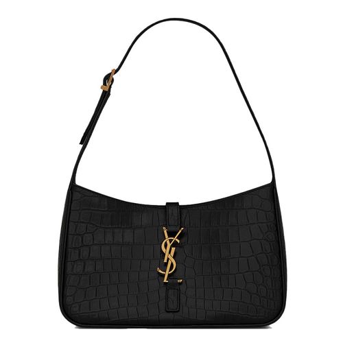 Túi Xách Tay Nữ Yves Saint Laurent YSL Le 5 À 7 Hobo Bag In Croccodile-Embossed Shiny Leather Màu Đen