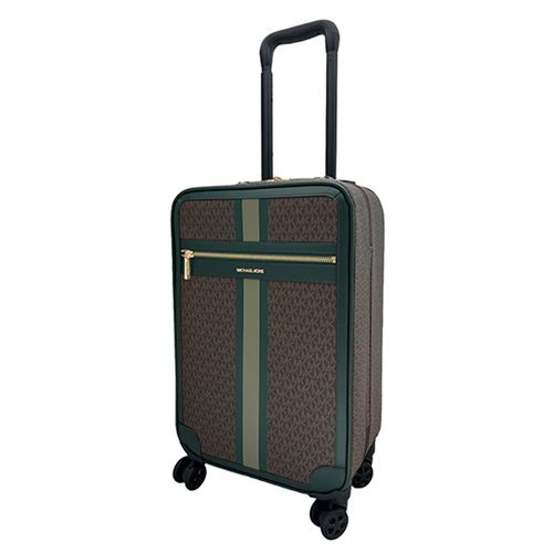 Vali Michael Kors MK Logo Army Green Rolling Travel Trolley Suitcase Carry-On Bag Màu Nâu Xanh