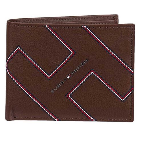 Ví Tommy Hilfiger Men's Genuine Leather Wallet With Multiple Card Slots Màu Nâu