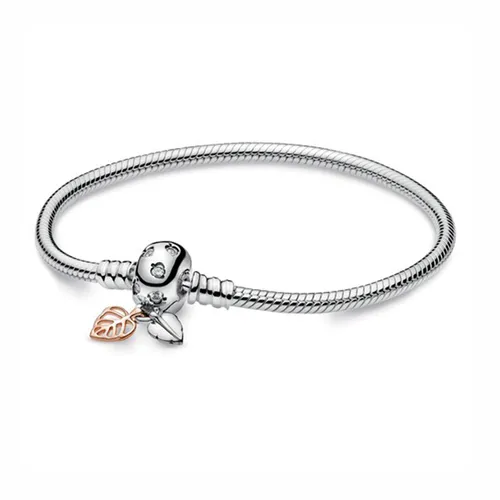 Vòng Đeo Tay Pandora Moments Leaves & Snake Chain Bracelet 588333CZ Màu Bạc Size 16