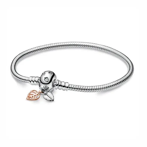 Vòng Đeo Tay Pandora Moments Leaves & Snake Chain Bracelet 588333CZ Màu Bạc Size 17 - Trang sức - Vua Hàng Hiệu