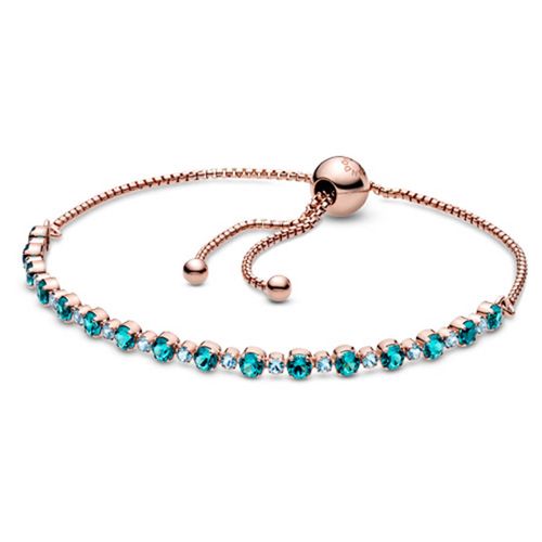 Vòng Đeo Tay Pandora Turquoise Sparkling Slider Tennis Bracelet 588961C01 Màu Xanh