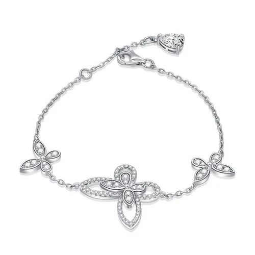 Vòng Đeo Tay LiLi Jewelry Hình Uyên Ương Hồ Điệp Đính Đá Carbon Lili_161627 Màu Bạc