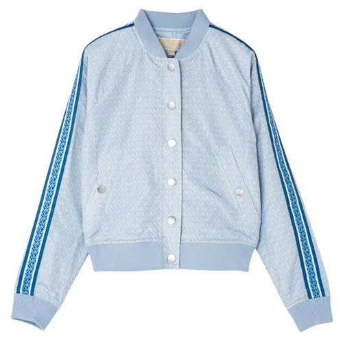 Áo Bomber Michael Kors MK Logo Jacquard Bomber Jacket JU2206L6EZ Màu Xanh Nhạt Size L