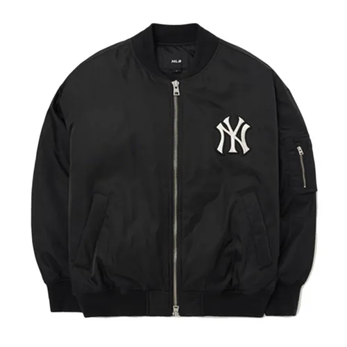 Áo Khoác Bomber MLB Basic Medium Logo Woven Padded Baseball Jumper New York Yankees 3AJPB0124-50BKS Màu Đen Size L