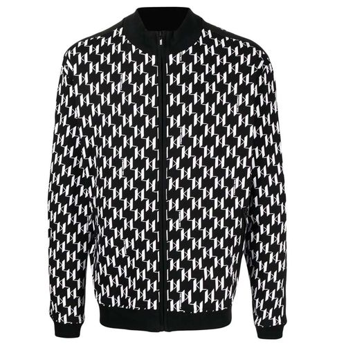 Áo Khoác Karl Lagerfeld Jacket Mit KL-Muster Monogram Màu Đen Trắng Size XS