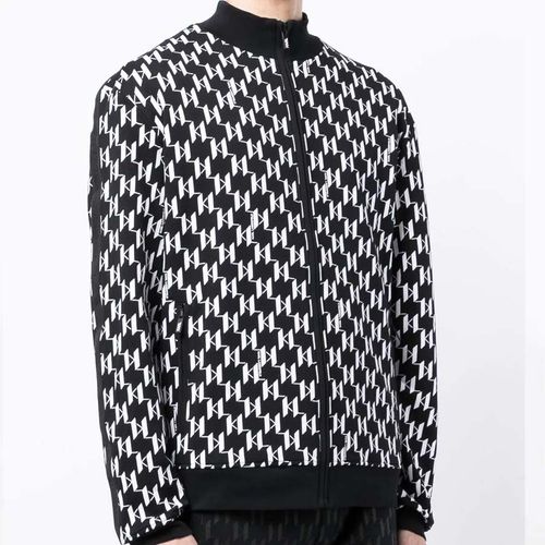Áo Khoác Karl Lagerfeld Jacket Mit KL-Muster Monogram Màu Đen Trắng Size XS-4