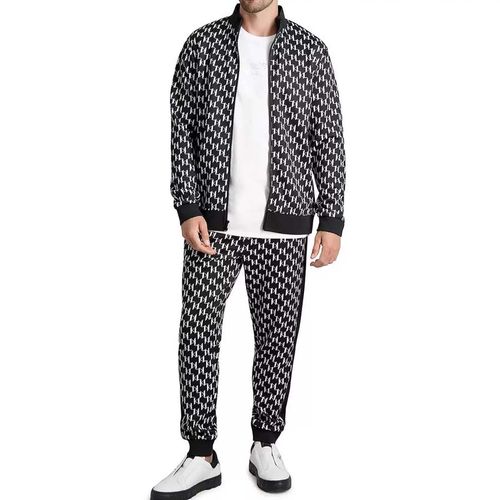 Áo Khoác Karl Lagerfeld Jacket Mit KL-Muster Monogram Màu Đen Trắng Size XS-7