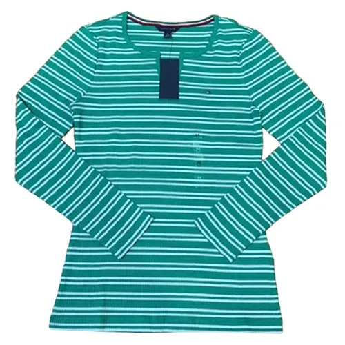 Áo Len Nữ Tommy Hilfiger Màu Xanh Lá Sọc Ngang Size S