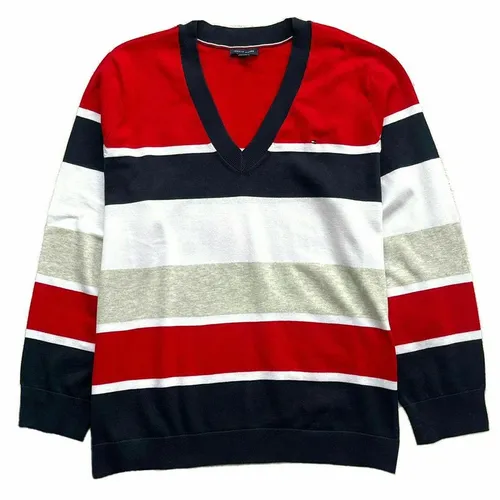 Áo Len Nữ Tommy Hilfiger Striped V-Neck Sweater Phối Màu Size S