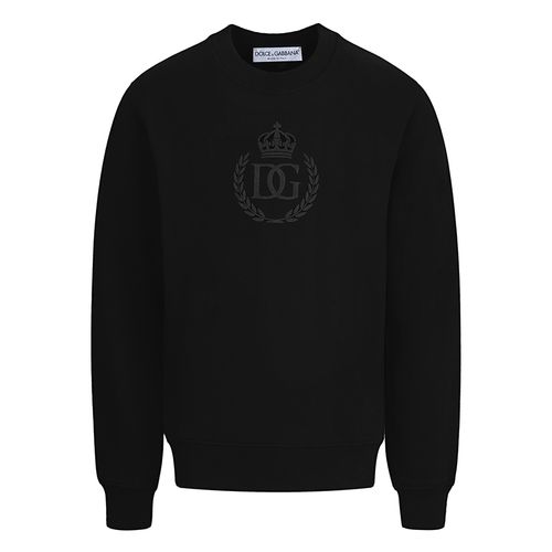 Áo Nỉ Nam Sweater Dolce & Gabbana D&G Crown Logo Printed Black G9SY5T G7I6V N0000 Màu Đen Size 44