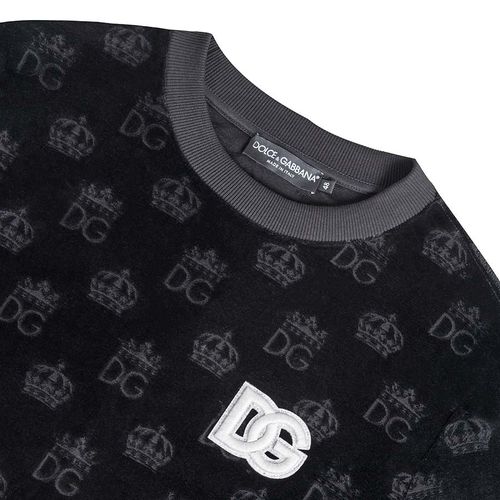 Áo Nỉ Nam Sweater Dolce & Gabbana D&G Fur Logo Embroidered Black G9PQ1T G7F6T N0000 Màu Đen Size 44-2
