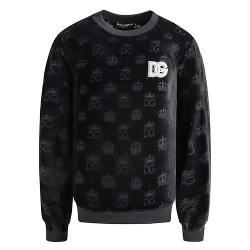 Áo Nỉ Nam Sweater Dolce & Gabbana D&G Fur Logo Embroidered Black G9PQ1T G7F6T N0000 Màu Đen Size 46