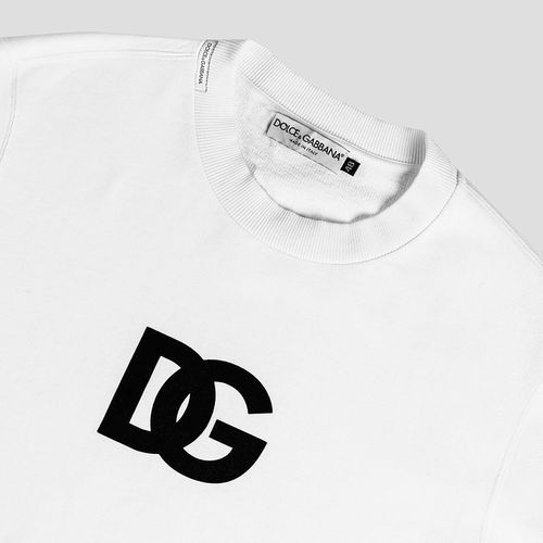 Áo Nỉ Dolce & Gabbana Logo Printed White G9SY5T G7I8E W0001 Màu Trắng Size 46-2