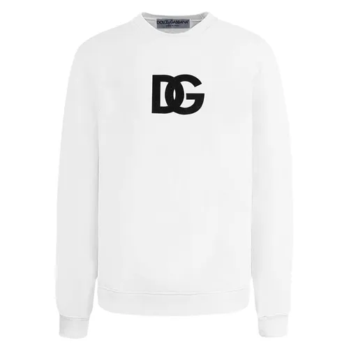 Áo Nỉ Nam Sweater Dolce & Gabbana D&G Logo Printed White G9SY5T G7I8E W0001 Màu Trắng Size 48