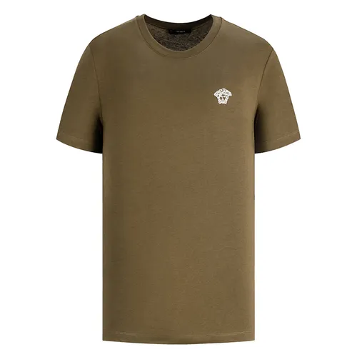 Versace Nâu Áo phông Ý - Áo Phông Versace Medusa Logo Embroidered Brown A89500S A230901 2K340 Màu Nâu Size L - Vua Hàng Hiệu
