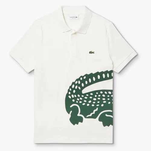 Áo Polo Men's Lacoste Regular fit Oversized Crocodile Print Polo Shirt Màu Trắng Size M