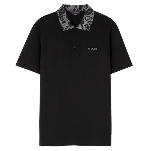 Áo Polo Versace Flock Barocco Silhouette Black 1006931 1A04918 1B000 Màu Đen Size L