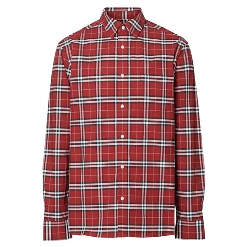 Áo Sơ Mi Burberry Check Long Sleeve 8011398-1009 Màu Đỏ Size S