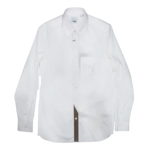 Áo Sơ Mi Burberry White Letter Pattern Functional Cotton 8061860 Màu Trắng