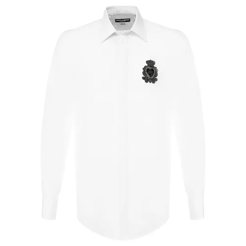 Áo Sơ Mi Nam Dolce & Gabbana D&G Logo Embroiders Martini G5FT0Z FU5K9 Màu Trắng Size 38