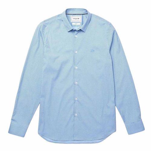 Áo Sơ Mi Lacoste Men's Printed Stretch Poplin Shirt CH6793 00 DQ3 Màu Xanh Nhạt Size 38