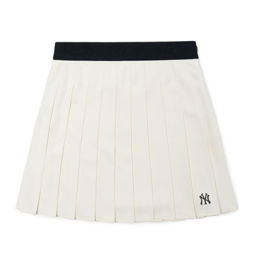 Chân Váy Nữ MLB Xếp Ly Basic Pleats Skirt New York Yankees 3FSKB0324-50CRS Màu Trắng Kem