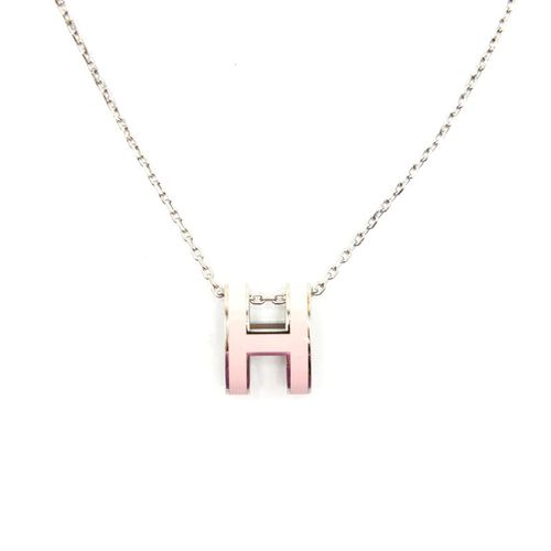 Dây Chuyền Hermès Pop H Pendant Light Pink In Silver Màu Bạc Mặt Hồng-2