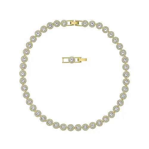 Trang sức Dây chuyền Pha lê, mạ vàng - Dây Chuyền Swarovski Angelic Necklace Round Cut, Plated 5505468 Màu Vàng - Vua Hàng Hiệu