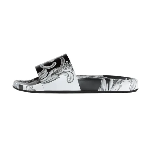 Dép Versace Silver Baroque Printed DSU6516 1A04272 5B040 Màu Đen Bạc Size 39