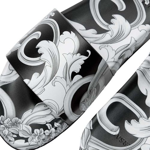 Dép Versace Silver Baroque Printed DSU6516 1A04272 5B040 Màu Đen Bạc Size 41-3