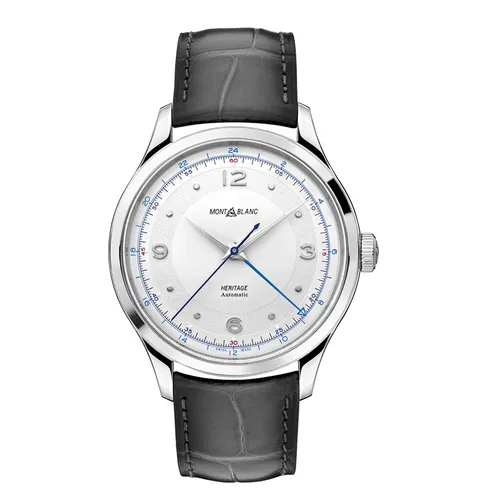 Đồng Hồ Nam Montblanc Heritage GMT Automatic Silvery White Dial Watch 119948 Màu Đen Bạc - Đồng hồ - Vua Hàng Hiệu