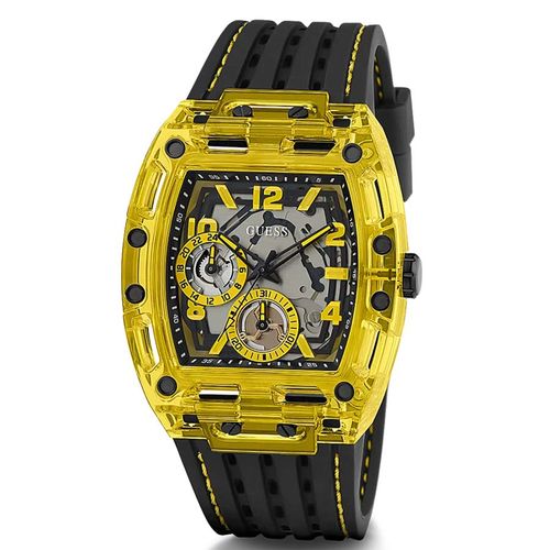 Đồng Hồ Nam Guess Yellow Case Black Silicone Watch GW0499G2 Màu Vàng Đen-4